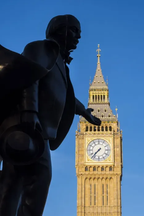 Framed Print : Lloyd George statue, Big Ben & Parliament Square, London, England, UK Framed Print : Lloyd George statue, Big Ben & Parliament Square, London, England, UK