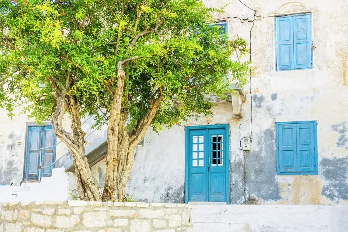 Framed Print : Local building in Halki, Chalki, Dodecanese Islands, Greece Framed Print : Local building in Halki, Chalki, Dodecanese Islands, Greece