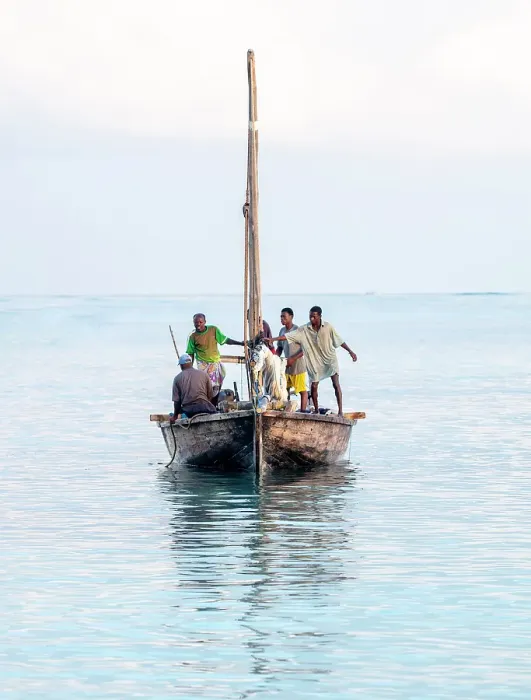 Framed Print : Local fishermen on a traditional dhow, Nungwi, Zanzibar, Tanzania Framed Print : Local fishermen on a traditional dhow, Nungwi, Zanzibar, Tanzania