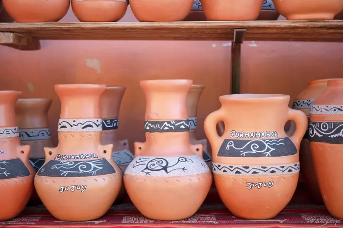 Framed Print : Local handmade pottery on sale in the Purmamarca main square, Quebrada de Humahauca, Jujuy, Northwest Argentina