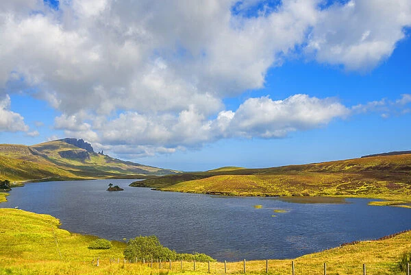 Loch Leathan with Old man of Storr, Isle of Skye, Inner Hebrides, Highlands, Scotland