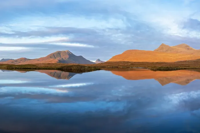 Framed Print : Lochan an Ais and moutain landscape, Coigach range, Cul Mor and Stac Pollaidh from Knockan Crag Nature Reserve, Sutherland, Highlands, Scotland, United KIngdom Framed Print : Lochan an Ais and moutain landscape, Coigach range, Cul Mor and Stac Pollaidh from Knockan Crag Nature Reserve, Sutherland, Highlands, Scotland, United KIngdom