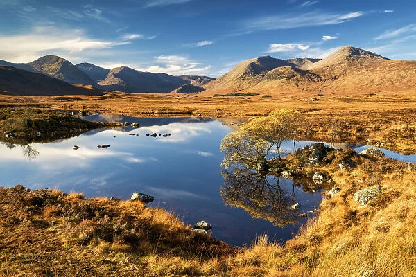 Lochan na h-Achlaise Autumn Reflections, Rannoch Moor, Highlands, Scotland