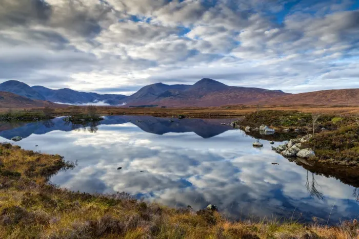 Framed Print : Lochan na h-Achlaise Reflections, Rannoch Moor, Highlands, Scotland Framed Print : Lochan na h-Achlaise Reflections, Rannoch Moor, Highlands, Scotland