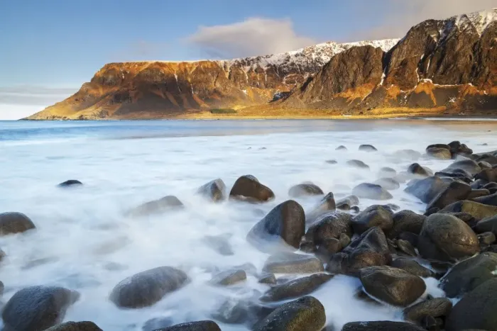 Framed Print : Lofoten islands, Norway, Europe. The last lights of the sunset on the beach Framed Print : Lofoten islands, Norway, Europe. The last lights of the sunset on the beach