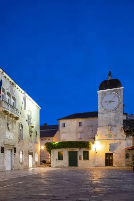 Framed Print : Loggia and Clock Tower at Night, Trogir, Dalmatian Coast, Croatia, Europe Framed Print : Loggia and Clock Tower at Night, Trogir, Dalmatian Coast, Croatia, Europe