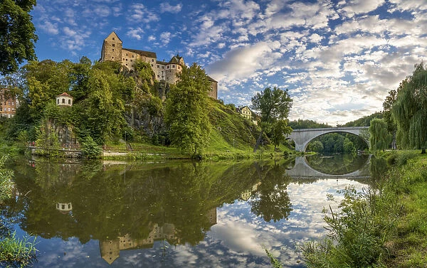 Loket Castle and bridge over Ohre river, Loket, Sokolov District, Karlovy Vary Region