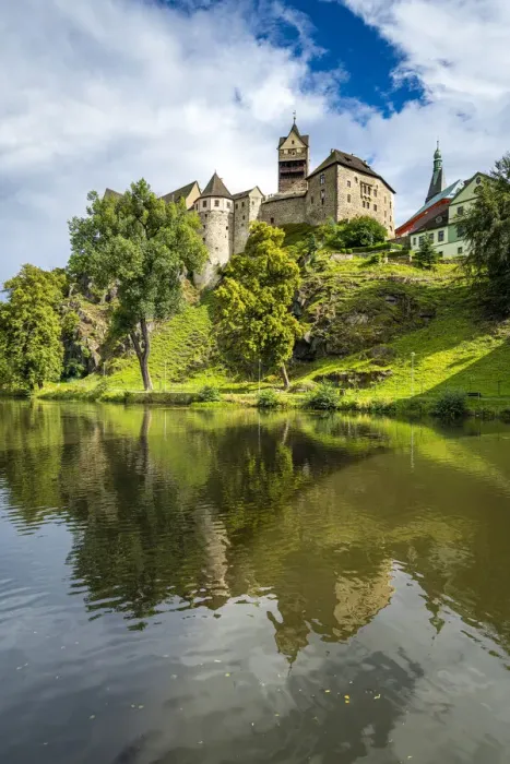 Framed Print : Loket Castle reflecting in Ohre river, Loket, Sokolov District, Karlovy Vary Region Framed Print : Loket Castle reflecting in Ohre river, Loket, Sokolov District, Karlovy Vary Region