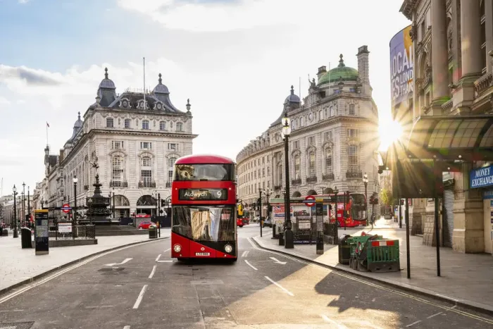 Framed Print : London bus passing through Picadilly Circus, London, England, UK Framed Print : London bus passing through Picadilly Circus, London, England, UK