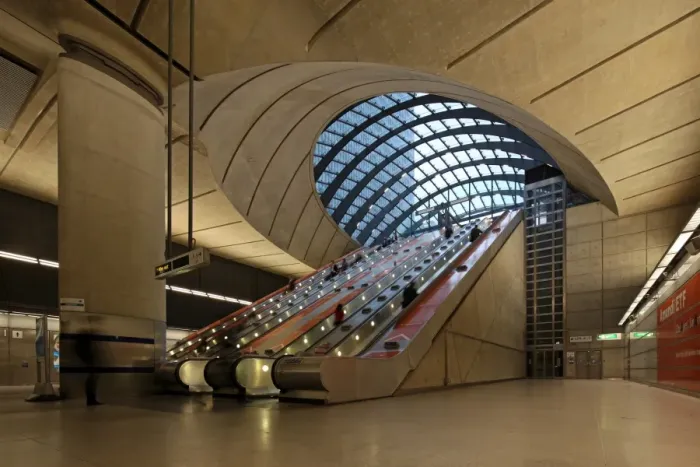 Framed Print : London Canary Wharf Tube Station as part of the Jubilee Line extension was designed by Norman Foster Framed Print : London Canary Wharf Tube Station as part of the Jubilee Line extension was designed by Norman Foster