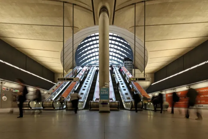Framed Print : London Canary Wharf Tube Station as part of the Jubilee Line extension was designed by Norman Foster Framed Print : London Canary Wharf Tube Station as part of the Jubilee Line extension was designed by Norman Foster