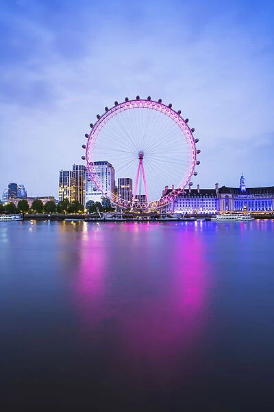 London Eye reflecting on the river Thames, London, England #20128662