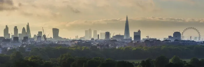 Framed Print : London skyline with the Shard above Hyde Park, London, England, UK Framed Print : London skyline with the Shard above Hyde Park, London, England, UK