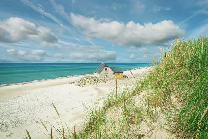 Framed Print : Lonely house in the beach of Skagen in the north Jutland region, Jutland, north of Denmark, Denmark, Europe Framed Print : Lonely house in the beach of Skagen in the north Jutland region, Jutland, north of Denmark, Denmark, Europe