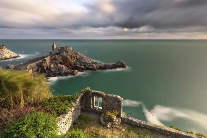 Framed Print : a long exposure to capture the spring sunset at the Church of San Pietro