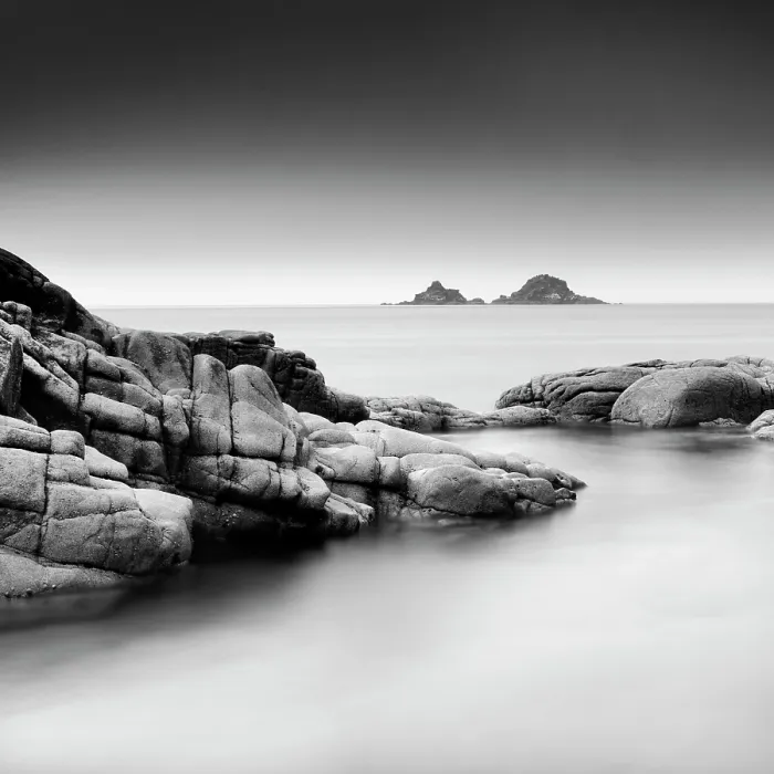 Framed Print : Long exposure image, Porth Nanven, Cot Valley, near St Just, Cornwall, England