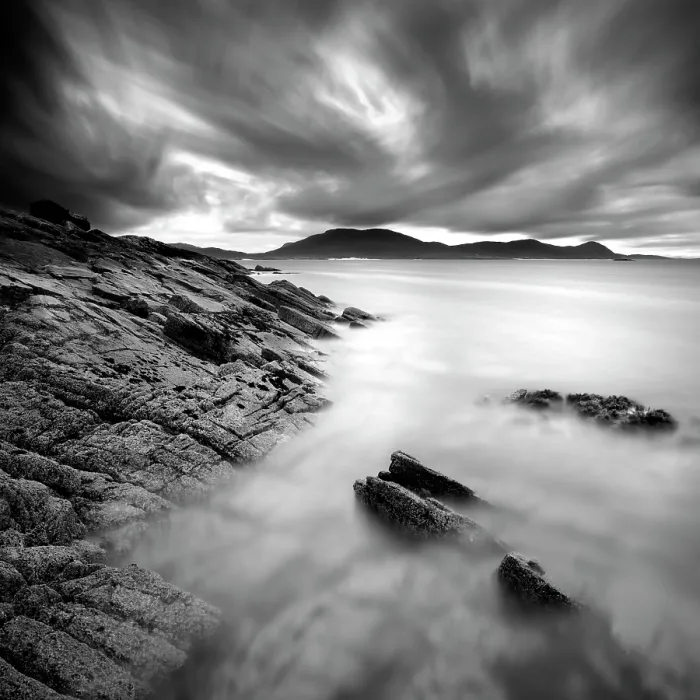 Framed Print : Long exposure image, Taransay, Outer Hebrides, Scotland Framed Print : Long exposure image, Taransay, Outer Hebrides, Scotland