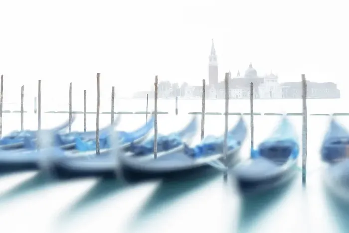 Framed Print : Long exposure of romantic gondolas moored side by side on St Mark's waterfront, Venice, Veneto, Italy Framed Print : Long exposure of romantic gondolas moored side by side on St Mark's waterfront, Venice, Veneto, Italy