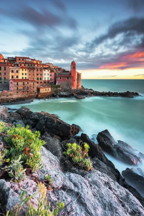 Framed Print : Long exposure at sunset on the village of Tellaro, municipality of Lerici, La Spezia province, Liguria district, Italy Framed Print : Long exposure at sunset on the village of Tellaro, municipality of Lerici, La Spezia province, Liguria district, Italy