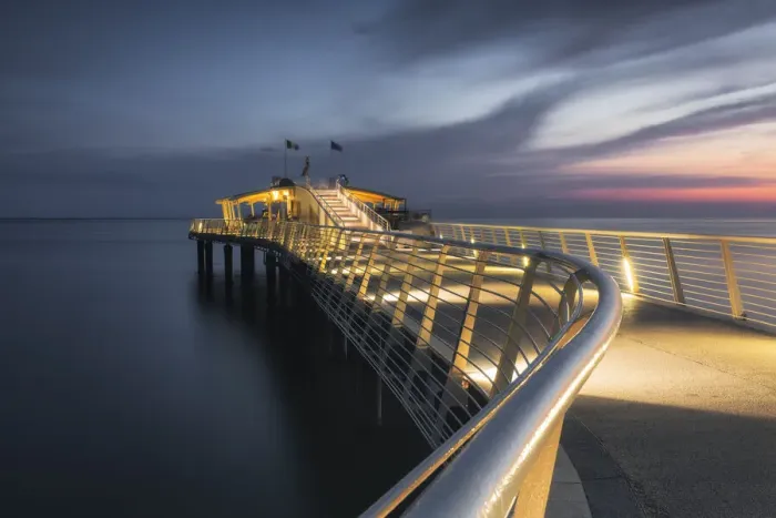 Framed Print : Long oral exposure on the jetty of Lido di Camaiore, province of Lucca, Versilia, Tuscany