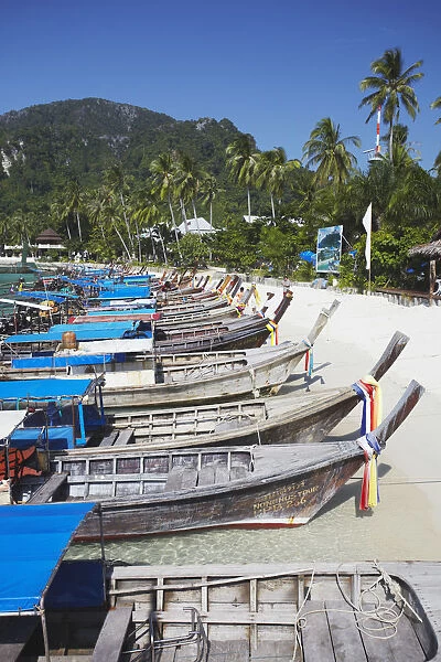 Long tail boats on Ao Ton Sai beach, Ko Phi Phi Don, Thailand