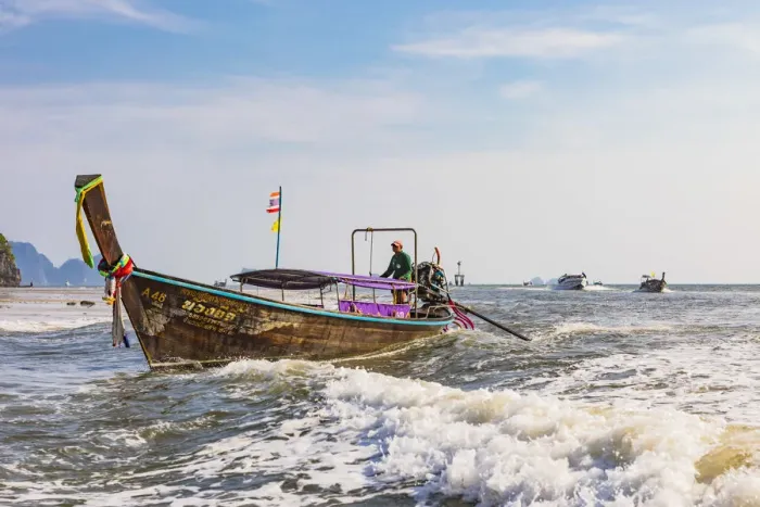 Framed Print : Longtail boat in the Krabi region of Southern Thailand, Thaialnd Framed Print : Longtail boat in the Krabi region of Southern Thailand, Thaialnd