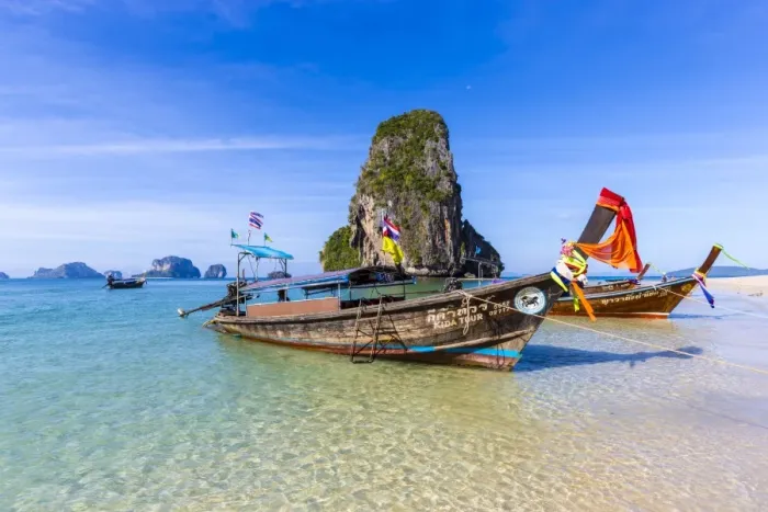 Framed Print : Longtail boats on, Phra Nang beach, Railay Peninsula, Krabi Province, Thailand Framed Print : Longtail boats on, Phra Nang beach, Railay Peninsula, Krabi Province, Thailand