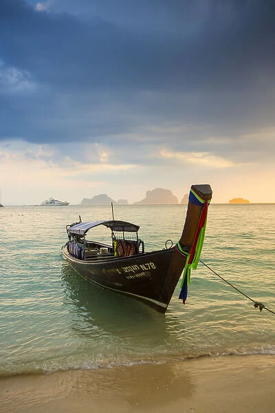 Longtail boats on Phra Nang beach, Railay Peninsula, Krabi Province, Thailand