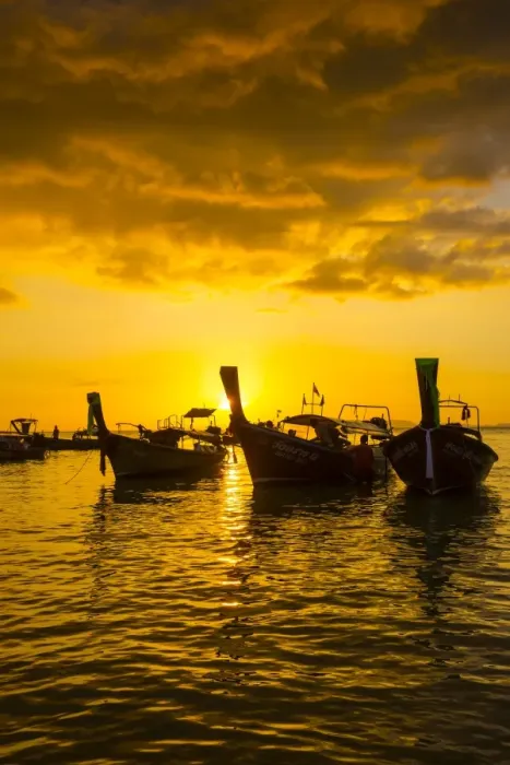 Framed Print : Longtail boats on West Railay beach, Railay Peninsula, Krabi Province, Thailand