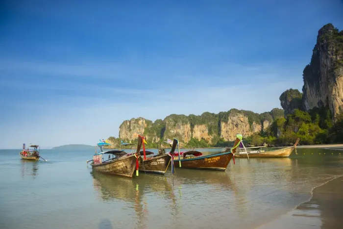 Framed Print : Longtail boats on West Railay beach, Railay Peninsula, Krabi Province, Thailand Framed Print : Longtail boats on West Railay beach, Railay Peninsula, Krabi Province, Thailand