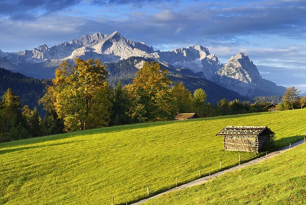 Look from Pfeifers Alp at Mount Zugspitze, Wetterstein Range, Werdenfelser Land
