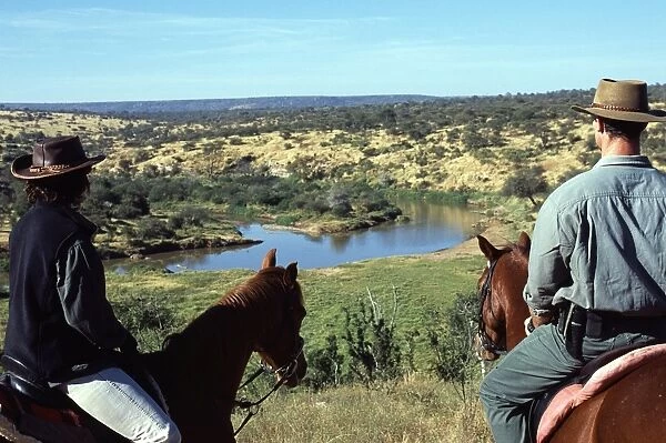 Looking down over the Ewaso Nyiro River whilst horse riding at Sabuk