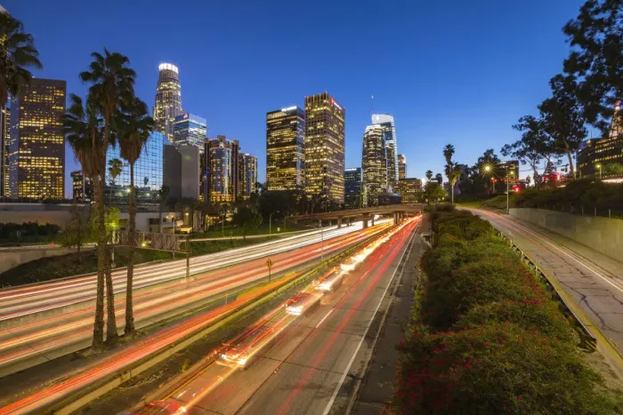 Framed Print : Los Angeles Downtown and its freeways. Los Angeles, California, USA Framed Print : Los Angeles Downtown and its freeways. Los Angeles, California, USA