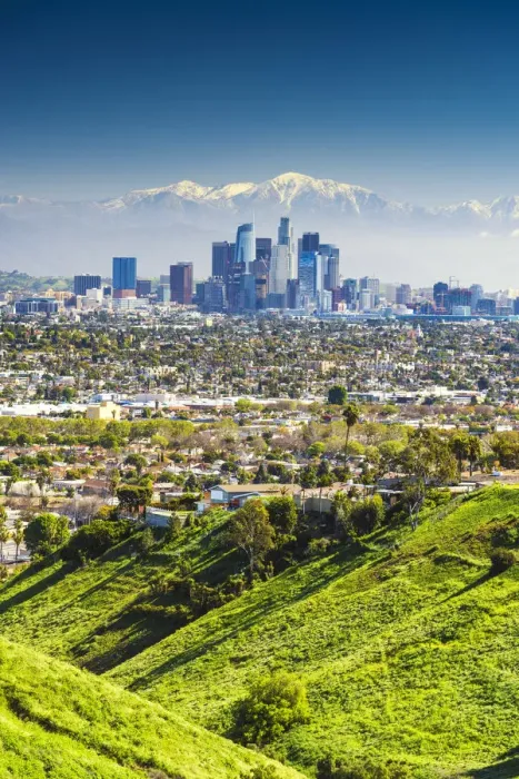 Framed Print : Los Angeles Skyline and Snow Capped San Gabriel Mountains, California, USA Framed Print : Los Angeles Skyline and Snow Capped San Gabriel Mountains, California, USA