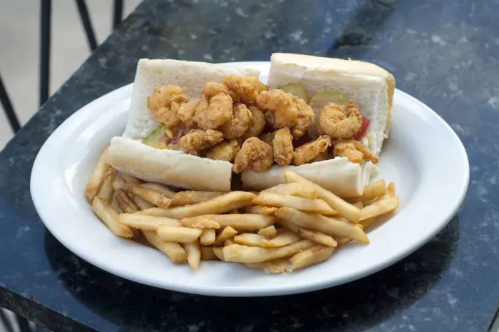 Framed Print : Louisiana, New Orleans, Po Boy Shrimp Sandwich, French Quarter Framed Print : Louisiana, New Orleans, Po Boy Shrimp Sandwich, French Quarter