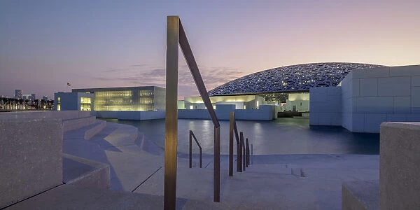 Louvre Museum at dusk, Abu Dhabi, United Arab Emirates