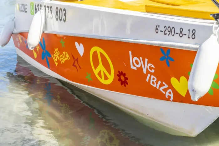 Framed Print : Love Ibiza boat, Port of Sant Antoni, San Antonio, Sant Antoni de Portmany, Ibiza, Balearic Islands, Spain Framed Print : Love Ibiza boat, Port of Sant Antoni, San Antonio, Sant Antoni de Portmany, Ibiza, Balearic Islands, Spain