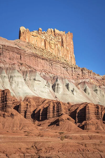 Low angle view of The Castle rock formation, Capitol Reef National Park, Utah