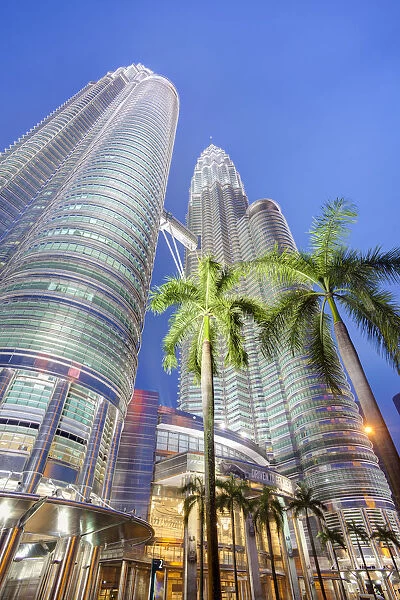 Low Angle View of the Petronas Twin Towers, Kuala Lumpur, Malaysia