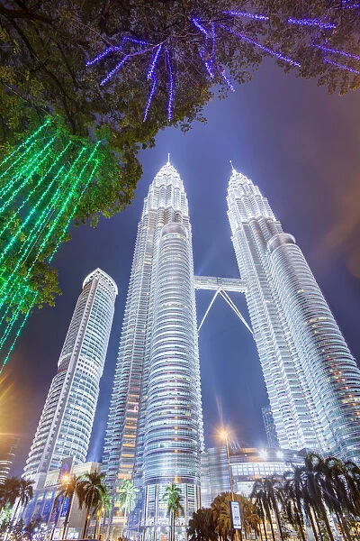 Low Angle View of the Petronas Twin Towers, Kuala Lumpur, Malaysia