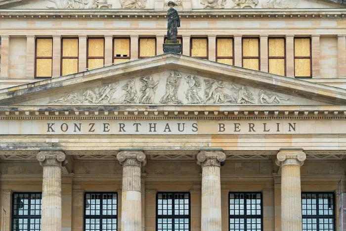 Framed Print : Low angle view of statue on Konzerthaus Berlin, Gendarmenmarkt square, Mitte, Berlin, Germany Framed Print : Low angle view of statue on Konzerthaus Berlin, Gendarmenmarkt square, Mitte, Berlin, Germany