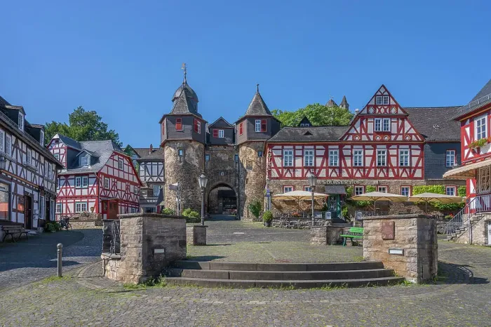 Framed Print : Lower castle gate with market place, Braunfels, Lahn, Lahn valley, Westerwald, Hesse, Germany Framed Print : Lower castle gate with market place, Braunfels, Lahn, Lahn valley, Westerwald, Hesse, Germany