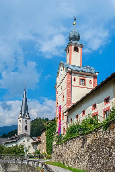 Lower City Gate with Ascension church, GmAond, Carinthia, Austria