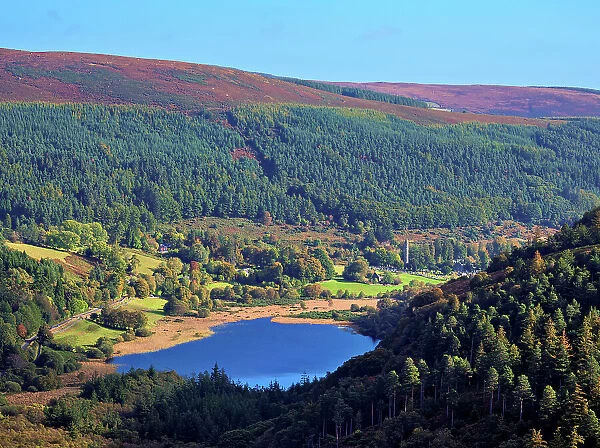 Lower Lake, elevated view, Glendalough, County Wicklow, Ireland