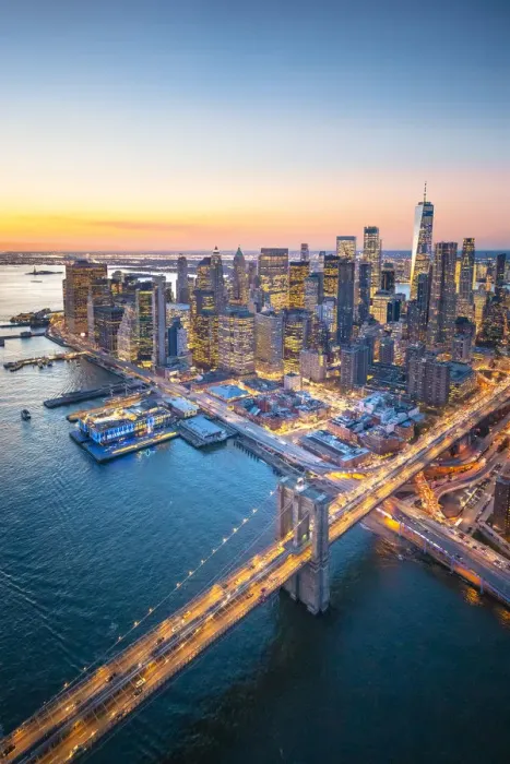 Framed Print : Lower Manhattan, New York City, USA. Aerial view of Brooklyn Bridge Framed Print : Lower Manhattan, New York City, USA. Aerial view of Brooklyn Bridge