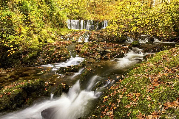 Lower Stockghyll Waterfall in Autumn, Lake District National Park, Cumbria, England