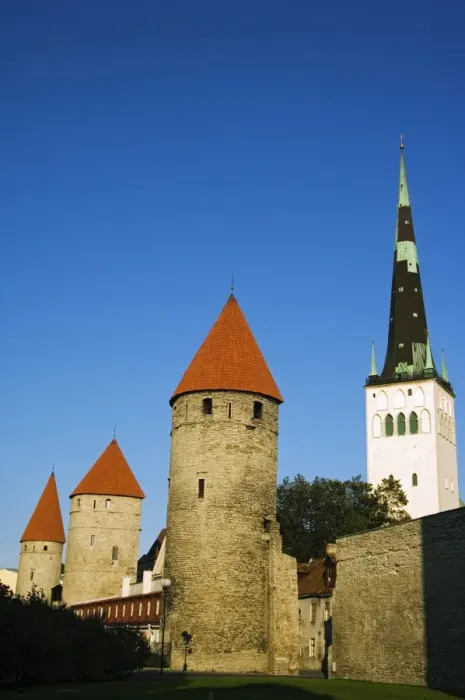 Framed Print : Lower Town City Wall Towers and St Olav Church