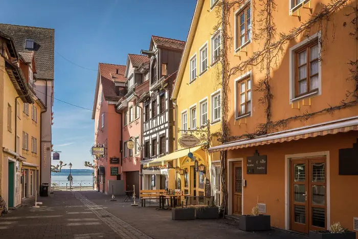 Framed Print : Lower town on the shore of Lake Constance in Meersburg, Baden-Wurttemberg, Germany Framed Print : Lower town on the shore of Lake Constance in Meersburg, Baden-Wurttemberg, Germany