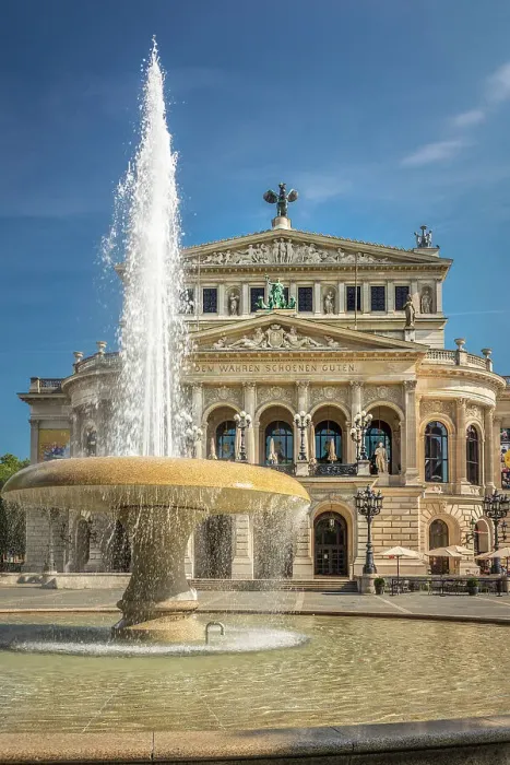 Framed Print : Lucae Fountain with Alter Oper, Frankfurt, Hesse, Germany Framed Print : Lucae Fountain with Alter Oper, Frankfurt, Hesse, Germany