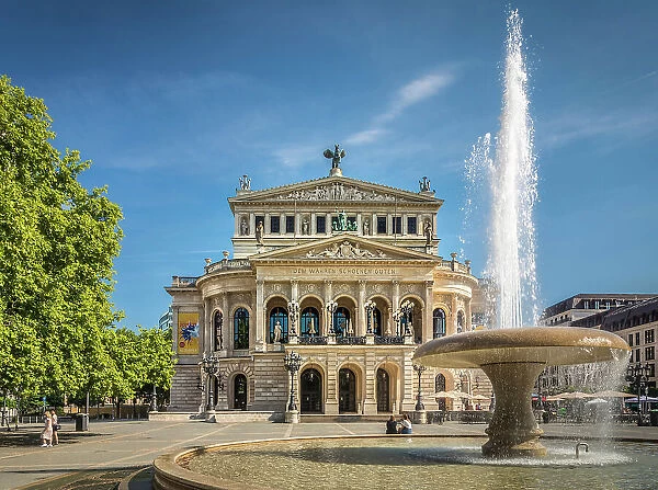 Lucae Fountain with Alter Oper, Frankfurt, Hesse, Germany